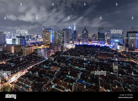 Cityscape Night Scene Huangpu Puxi Shanghai China Stock Photo Alamy