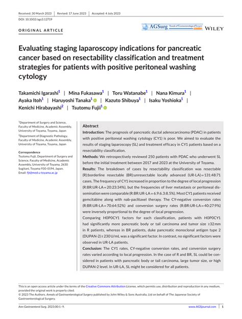 PDF Evaluating Staging Laparoscopy Indications For Pancreatic Cancer