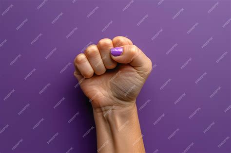 Premium Photo Raised Purple Fist Of A Woman For International Womens