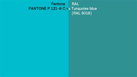 Pantone P 121 6 C Vs RAL Turquoise Blue RAL 5018 Side By Side Comparison