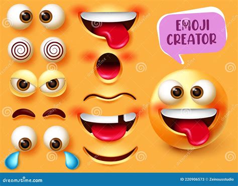 Emoji Creator Vector Set Design Emoticon D In Funny And Happy