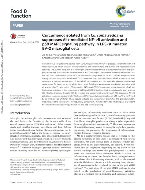 Pdf Curcumenol Isolated From Curcuma Zedoaria Suppresses Akt Mediated