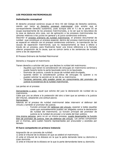 Los Procesos Matrimoniales Los Procesos Matrimoniales Delimitaci N