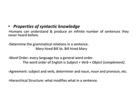 Introduction To Linguistics Syntax Ppt