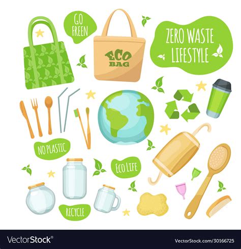 Zero Waste Lifestyle Eco Royalty Free Vector Image