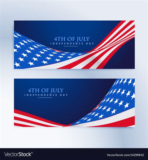 American flag 4th of july banners Royalty Free Vector Image