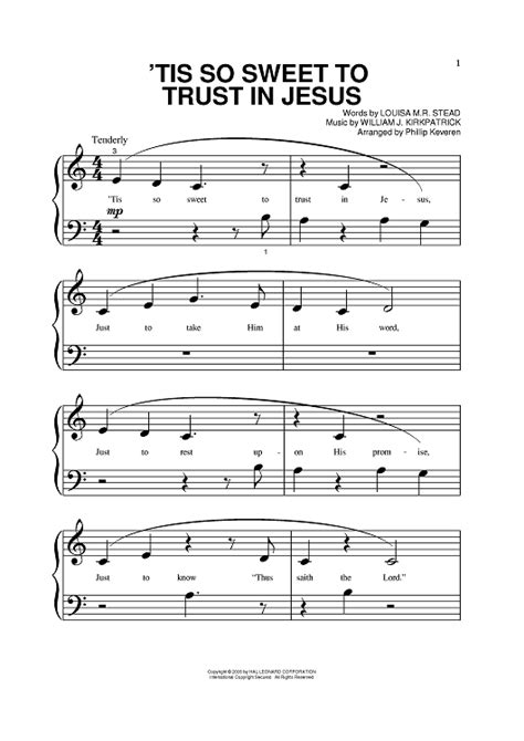 Tis So Sweet To Trust In Jesus Sheet Music By Louisa M R Stead For Big Note Piano Sheet