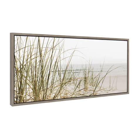 Kate And Laurel Sylvie Calming Beach Grass Framed Canvas Wall Art By