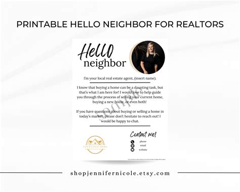 Hello Neighbor Letter For Realtors Etsy