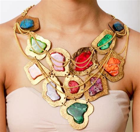 Major Statement Necklace Makeda Bib Large High Fashion Gold Tone