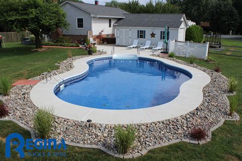 Mountain Pond Shaped Vinyl Liner Swimming Pool Located In Bel Air Md