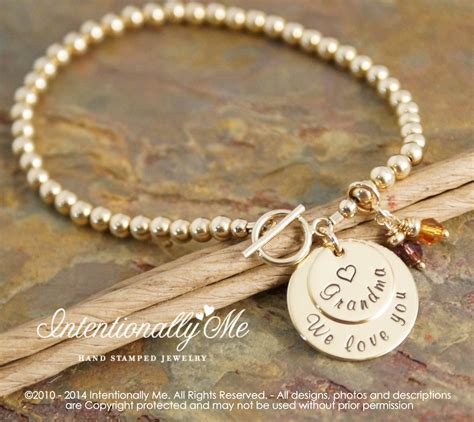 Custom Grandma Bracelet Personalized 14k Gold By Intentionallyme