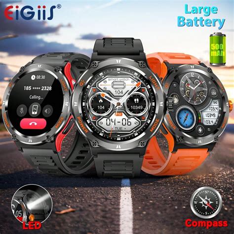 Eigiis Orologio Militare Intelligente Da Uomo Con Torcia Led Batteria