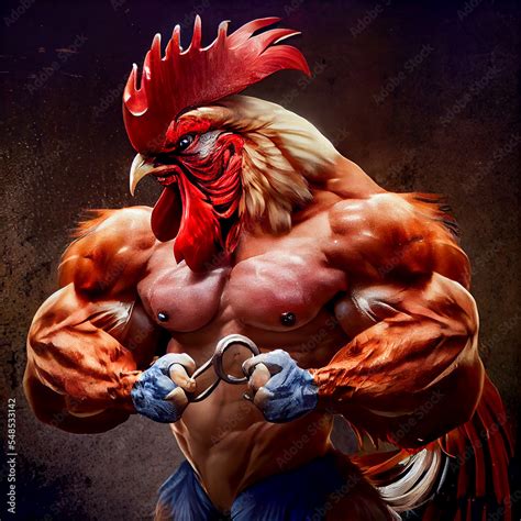 Bodybuilder Rooster Stock Illustration Adobe Stock