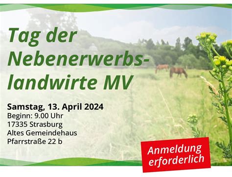 Tag Der Nebenerwerbslandwirte Am April Bauernverband Mv De