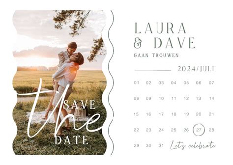 Trouwkaart Save The Date Kalender Foto Grafisch Kaartje2go