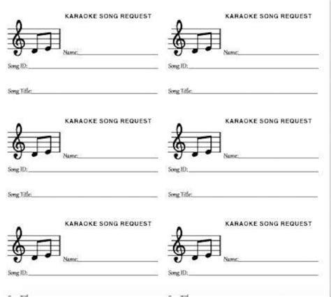 Karaoke Song Request Slip 8 per page printable | Etsy