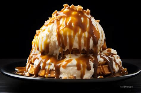 Premium AI Image | Caramel Drizzle on Ice Cream