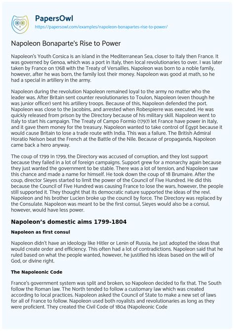 Napoleon Bonaparte’s Rise to Power - Free Essay Example - 738 Words ...