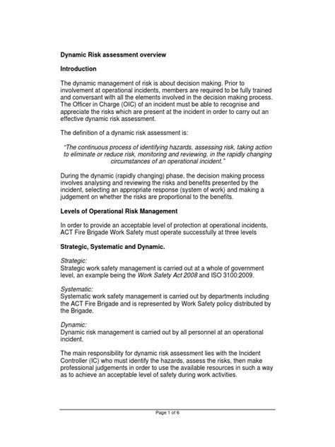 Dynamic Risk Assessment Overview | Risk | Occupational Safety And Health