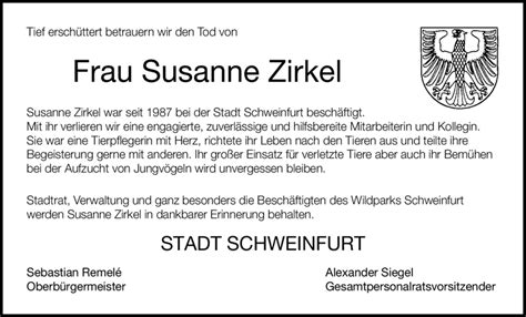 Tief Ersch Ttert Betrauern Wir Den Tod Von Frau Susanne Zirkel Susanne