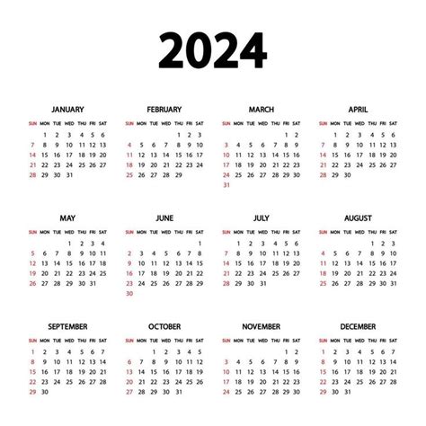 Calendario Anno La Settimana Inizia Domenica Modello Di