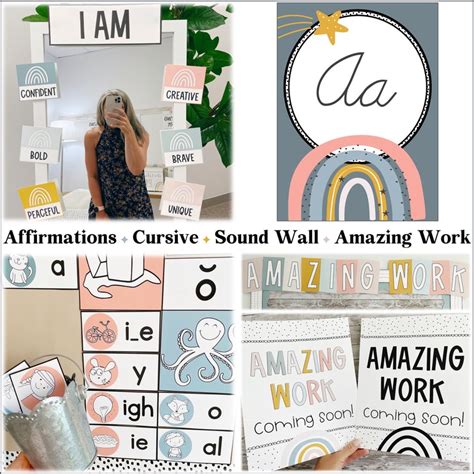 Boho Rainbow Classroom Decor Bundle Modern Classroom Decor Etsy