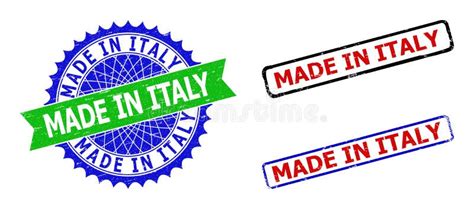 Made In Italy Rosette And Rectangle Bicolor Seals With Unclean Surfaces