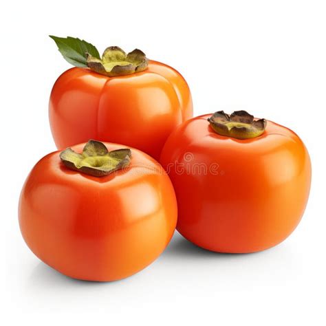 D Rendering Of Whole Persimmons On White Background Stock Illustration