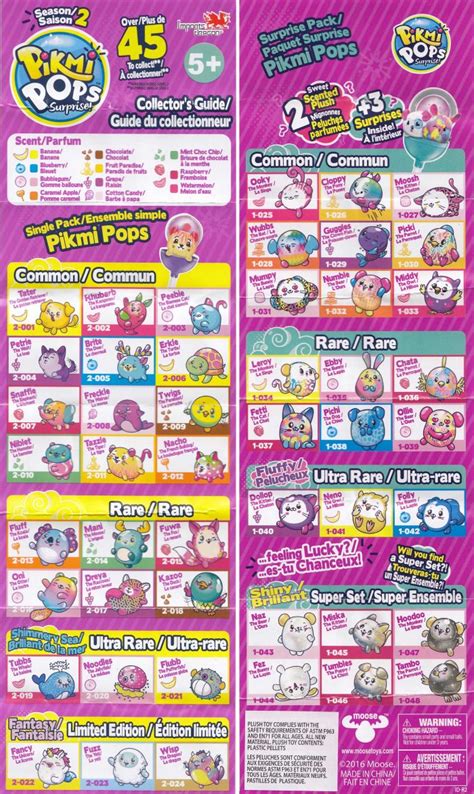 Pikmi Pops Series 2 Collector Guide List Checklist Insert – Kids Time