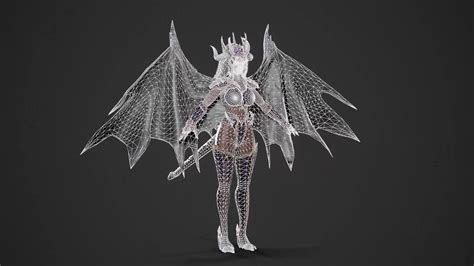 3d Model Demonic Dragon Girl Game Ready Vr Ar Low Poly Rigged