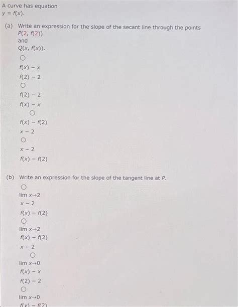 Solved A Curve Has Equation Y F X A Write An Expression