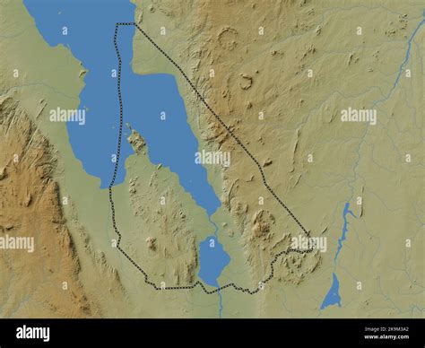 Mangochi District Of Malawi Colored Elevation Map With Lakes And