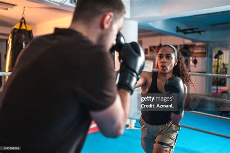 Diverse Male And Female Boxers Spar Fighting High Res Stock Photo