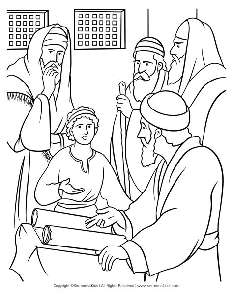 Jesus In the Temple Coloring Page | Sermons4Kids Jesus In The Temple, Childrens Sermons, Bible ...