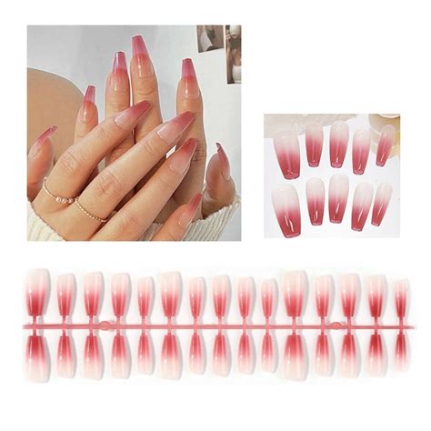 30pieces Press On Nails Long Fake Nails Press On Glossy Acrylic Nail