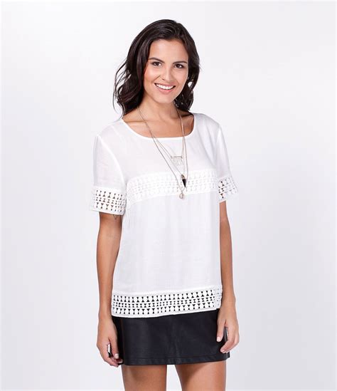 Blusa Detalhes Em Renda Lojas Renner Moda Feminina Moda