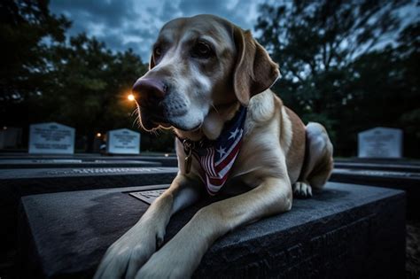 Un Perro Tendido En Una Tumba Foto Premium