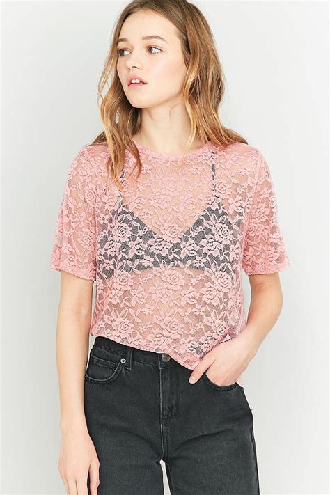 Pins And Needles Short Sleeve Lace T Shirt Urban Outfitters Uk