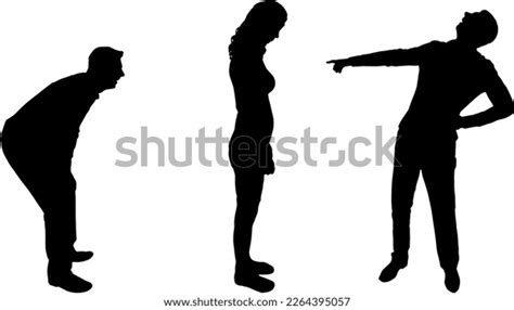 Silhouettes Two Men Laughing Pointing Woman Stock Vector Royalty Free