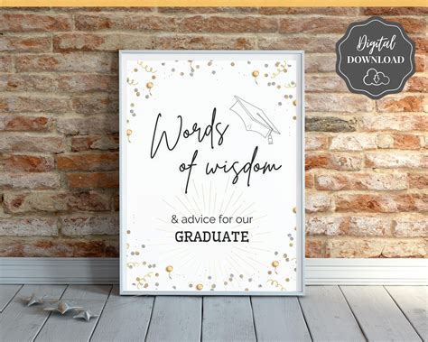 Graduation Words of Wisdom Sign Printable Graduate Advice - Etsy