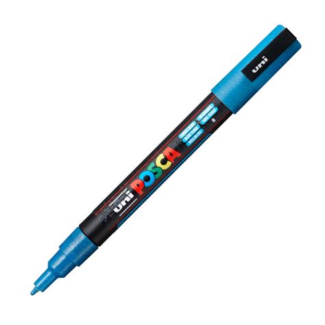 Marker UNI PC 3ML Posca 09 13 Mm Cu Sclipici Albastru Deschis EMAG Ro