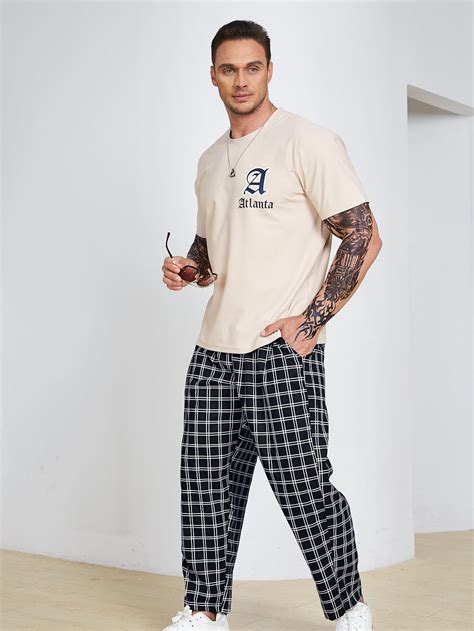 Manfinity Men Plus Plaid Print Drawstring Waist Pants Shein Usa