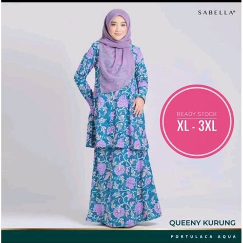 Baju Kurung Queeny Sabella Tanpa Gosok Saiz Xl Xl Ready Stock