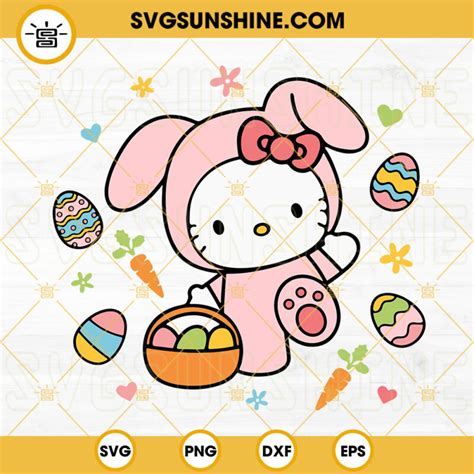 Hello Kitty Easter Bunny Svg Easter Eggs Svg Cute Easter Kids Svg Png