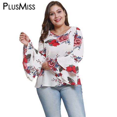 Buy Plusmiss Plus Size 5xl 4xl Xxxl Bell Flare Sleeve