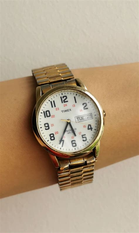 Men Timex Easy Reader Mm Gold Tone Extra Long Bracelet Watch Men S