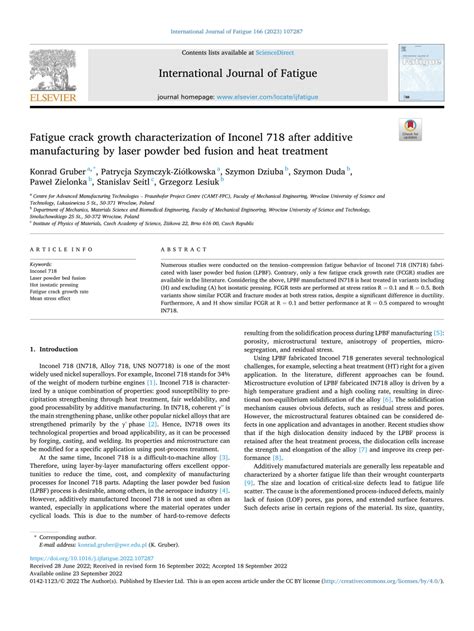 Pdf Fatigue Crack Growth Characterization Of Inconel After