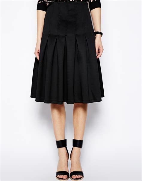 Asos Midi Scuba Skirt With Pleats 65 Asos Lookastic