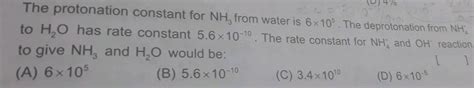 The Protonation Constant Nh From Water Is X The